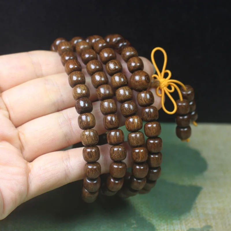 

Golden Sandalwood Old-Styled Bead Beads Bracelet108Rift Grain Old Materials Submerged Beads Wooden Cultural Artifact Ornament Wh