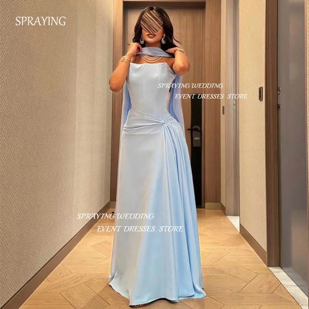 SPRAYING Elegant Strapless Party Dress A-line Sleeveless Evening Dress Long Pleat Special Event Dress Formal Party Customized