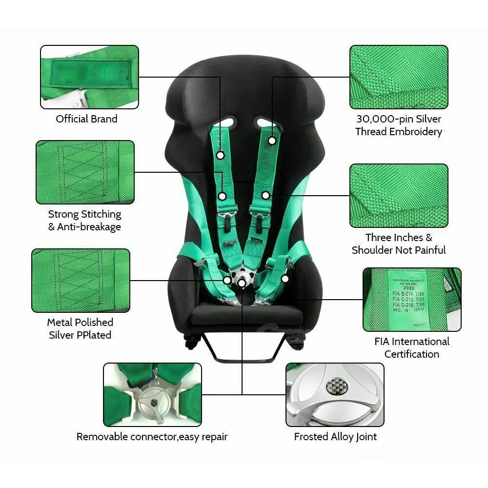 3 Inch Universal Racing 5 Point AdjustableBelt Quick Release Camlock Nylon Car Harness Safety With TAKAT* Logo