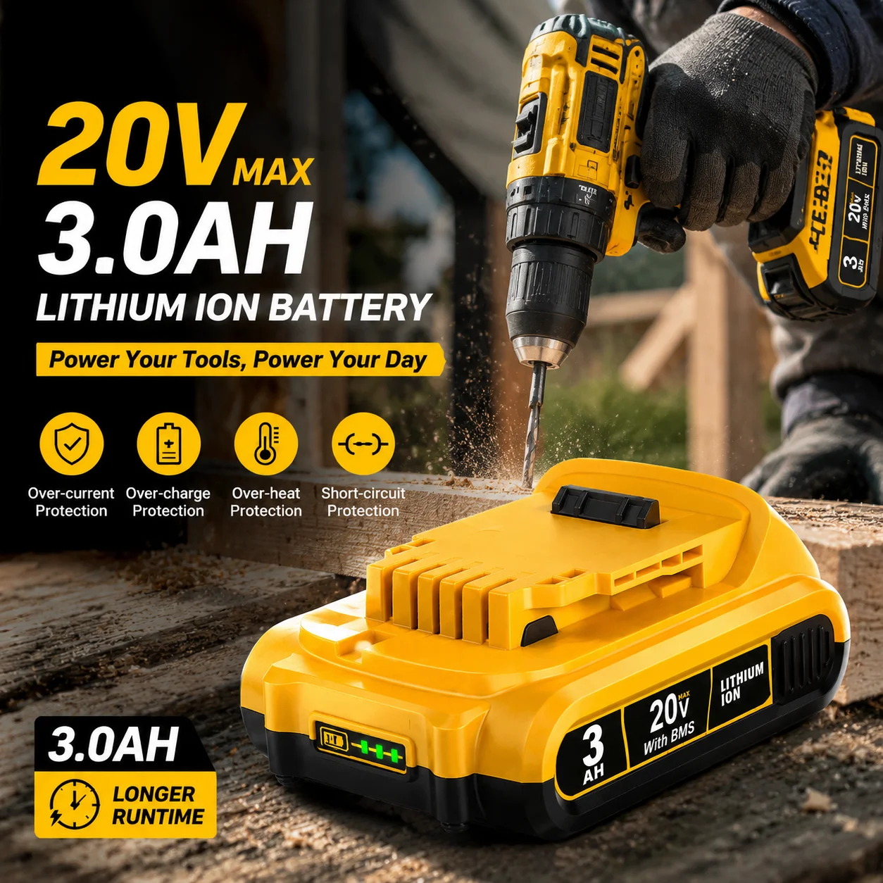 High Power 12Ah DCB200 Lithium Ion Battery For Dewalt 20V 18V Cordless Power Saw Impact Wrench Drill Spare Battery