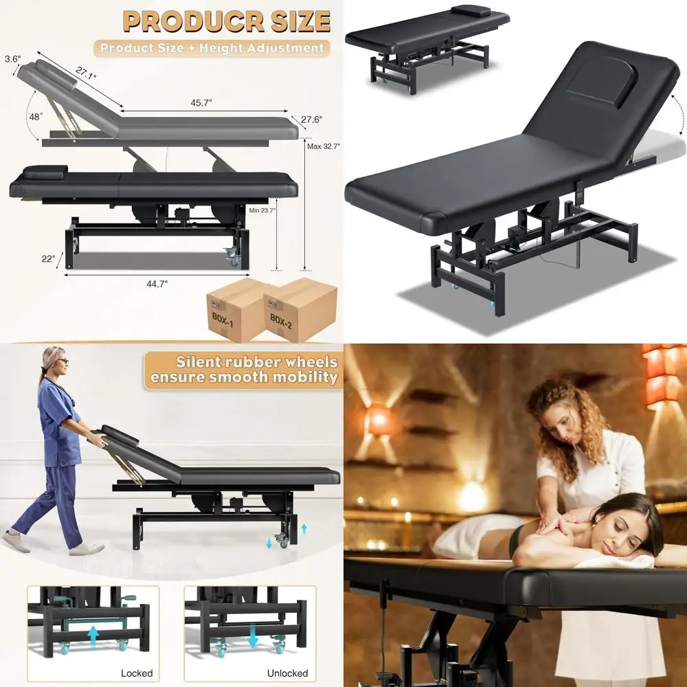 

Electric Massage Table with Light, 1500lbs Capacity - Adjustable Facial Bed for Professionals, Ideal for Spa, Estheticians & Wax