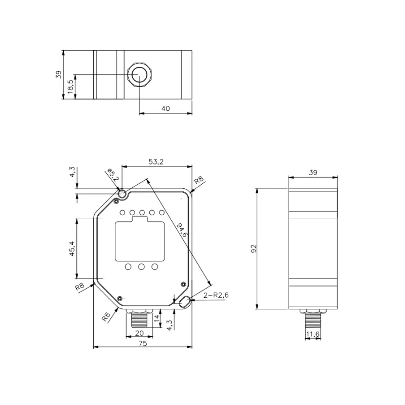 Sensor de rango de medición de distancia rápido analógico 4-20mA 0-10V de alta precisión KJT 100m