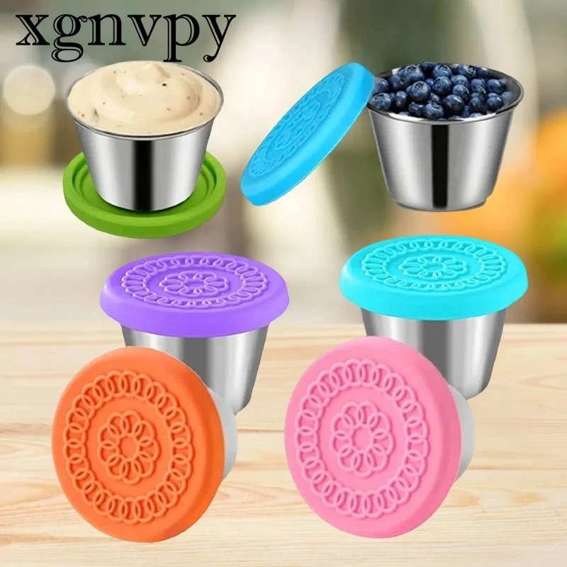 xgnvpy Salad Dressing Container Lids Reusable Sauce Cups Leak Proof Silicone Lids for Lunch Bento Box Picnic Travel Set