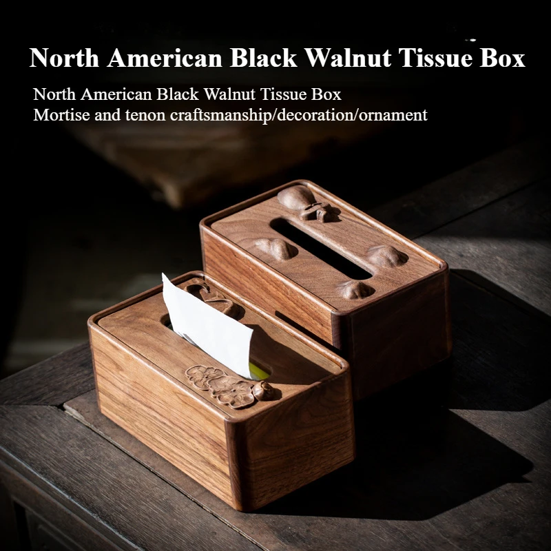 Tissue Boxes, Black Walnut Tissue Boxes, Home Storage, Kitchen Organization, Tenon and Mortise Craft, Living Room and Bathroom