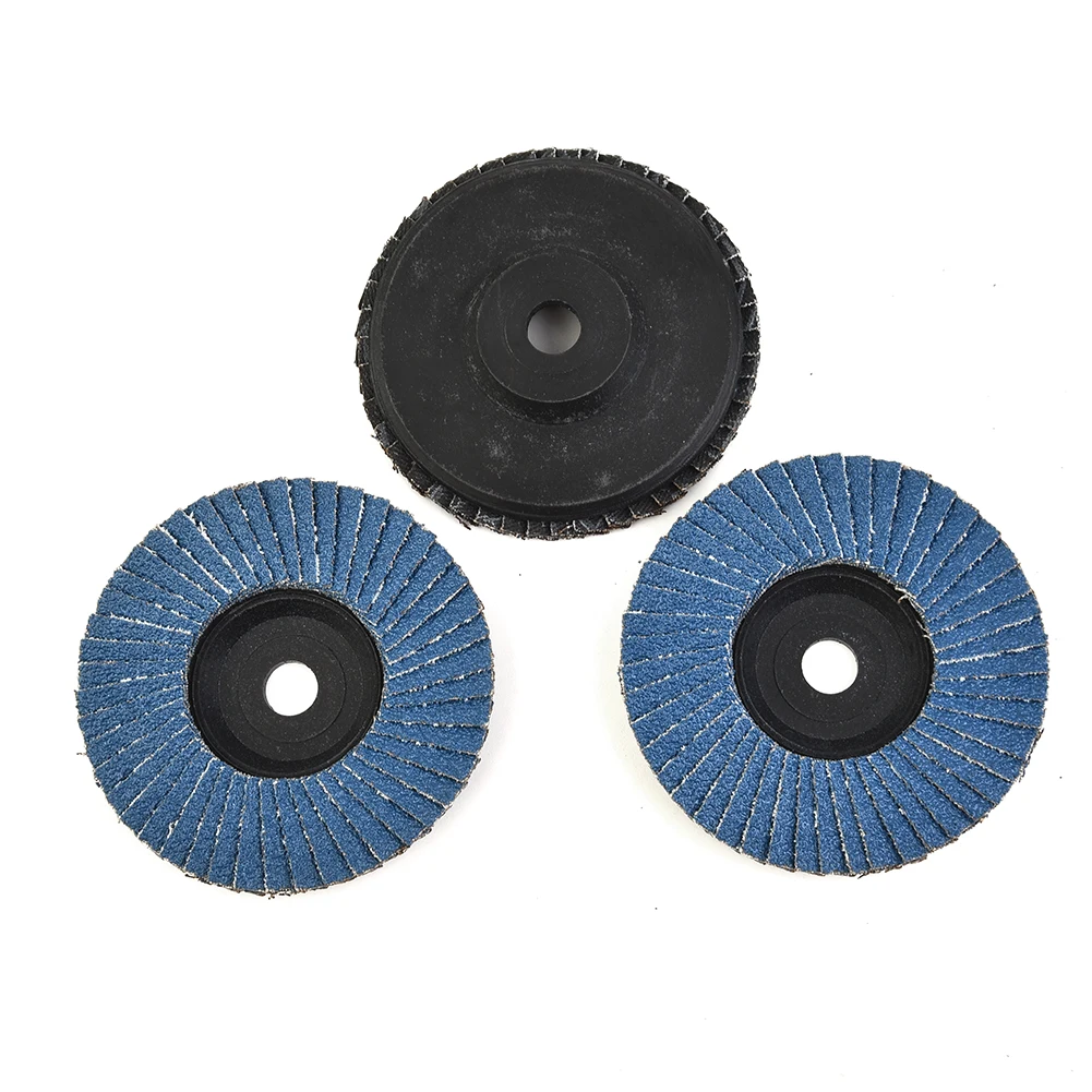 80 Grit Grinding Wheel Hole 10mm 3pcs 75mm Blue Wood Cutting Flap Discs Flat Sanding Discs Spare New Practical