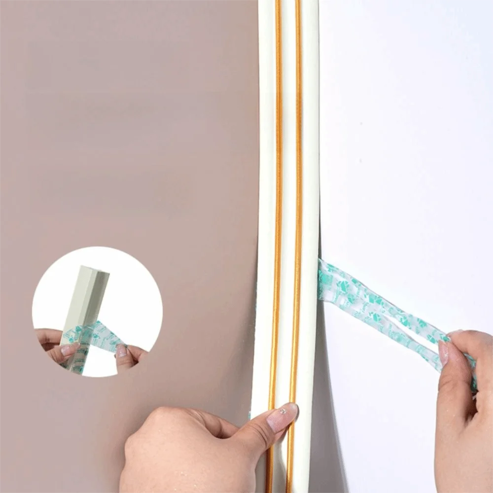 3m/bag EVA Material Self-Adhesive Wall Trim Imitation Wood Texture Flexible Bendable Design Decorative Strip Paintable Surface
