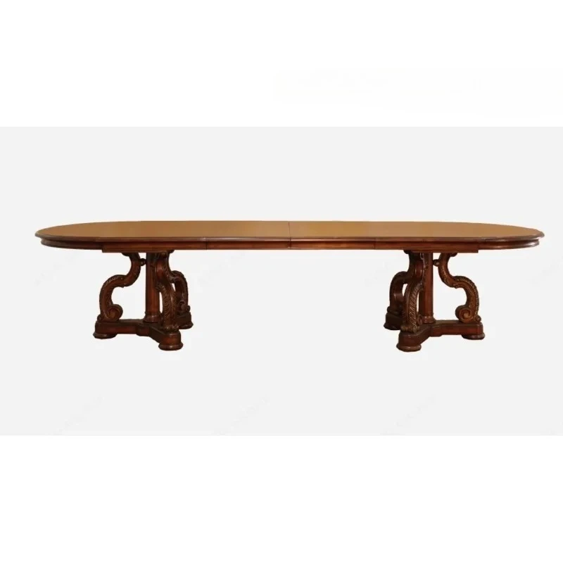 

American Villa Furniture Oval Long Dining Table Tabletop Adjustable 8 to 10 People Dining Table Western Dining Table