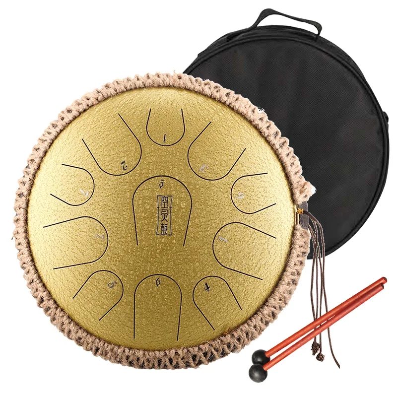 Hluru Steel Tongue Drum Musical Instruments Drums Kit 11 Note 14  Inch Hanpan Tank Hand Drum Percussion Instrument TB11-14