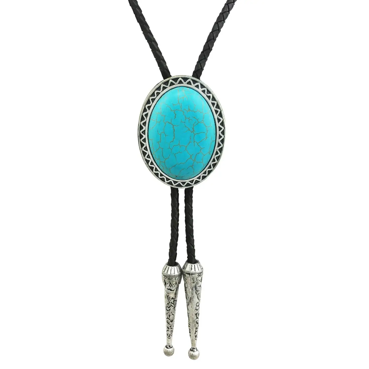 Naturel stone Genunie Leather Bolo Tie Native Western Bola Tie  Indian Cowboy Western Cowgirl leather rope zinc alloy necktie