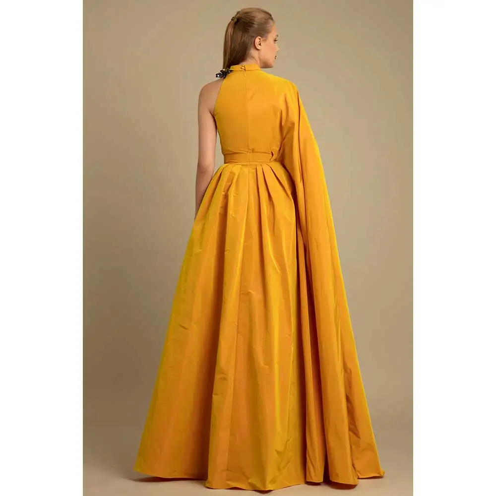 YUMDAI Luxury Dubai Orange Taffeta Evening Dress 2023 High-end Formal Stage Princess Dress Special Occasion Festival A-line Gown