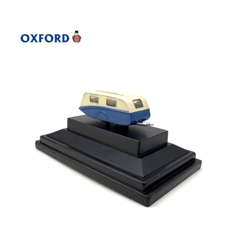 

OXFORD Diecast 1:148 Scale Blue Cream Caravan Alloy Car Model Finished Product Simulation Toy Collection Gift Static Model