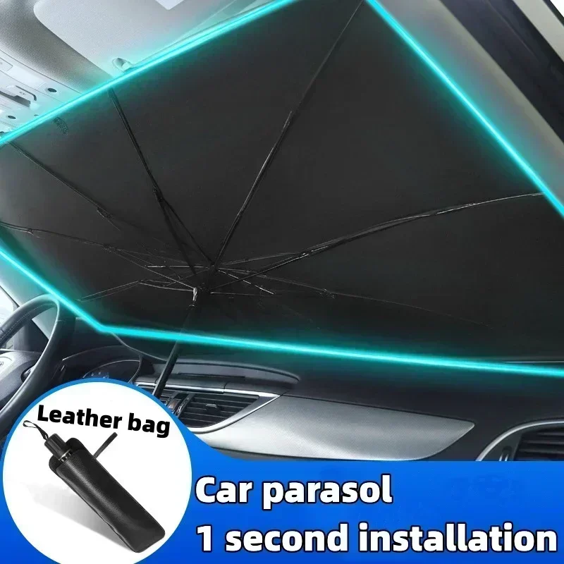 Car Umbrella Sunshade Windshield Front Cover Window Foldable Sun Shade Block Heat Portable Bent Parasol Auto Curved Model Shades