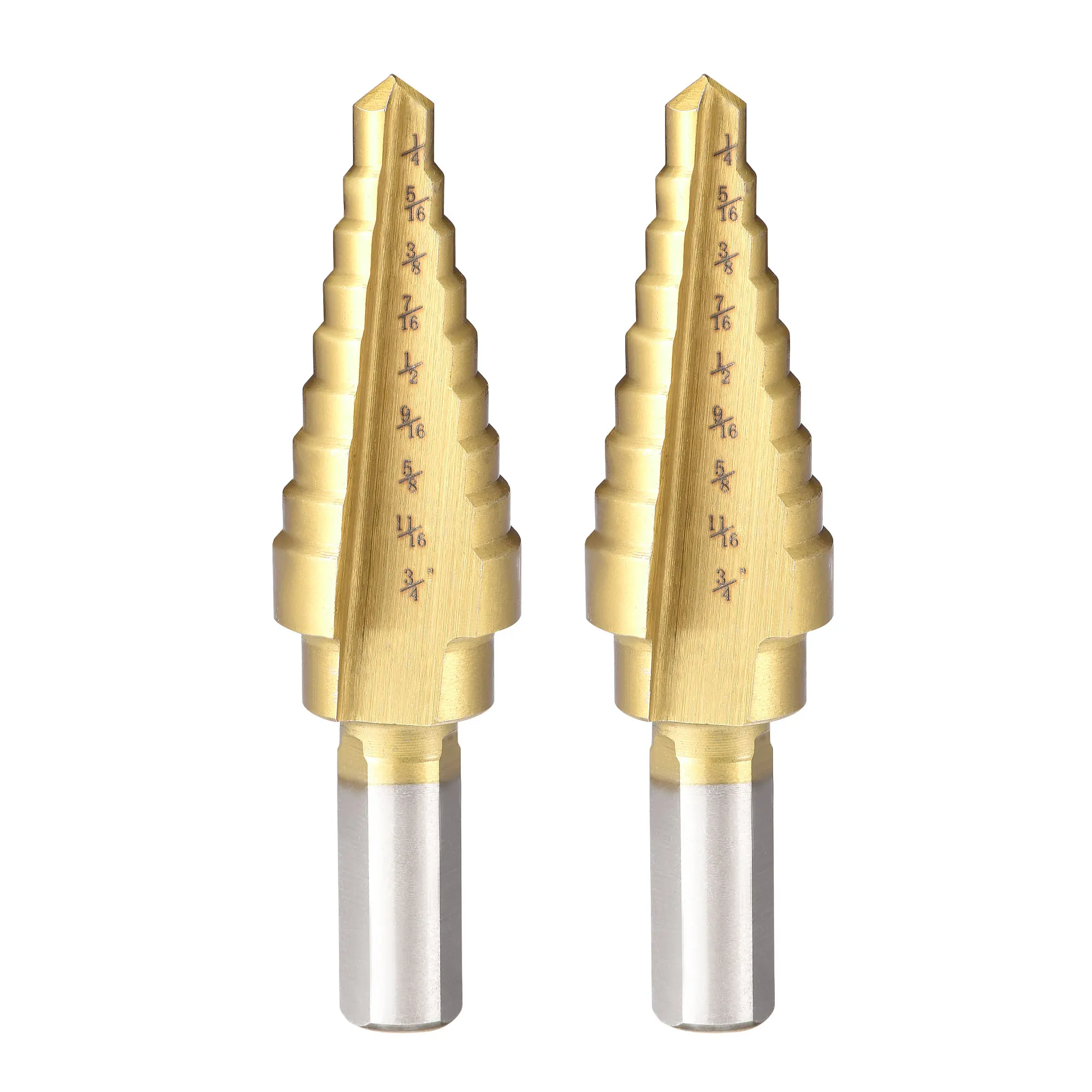 

1/2pcs 1/8" to 1/2" 3/16" to 1/2" 1/4" to 3/4" Step Drill Bit HSS4241 Straight Flutes Triangular Shank for Metal Wood Plastic