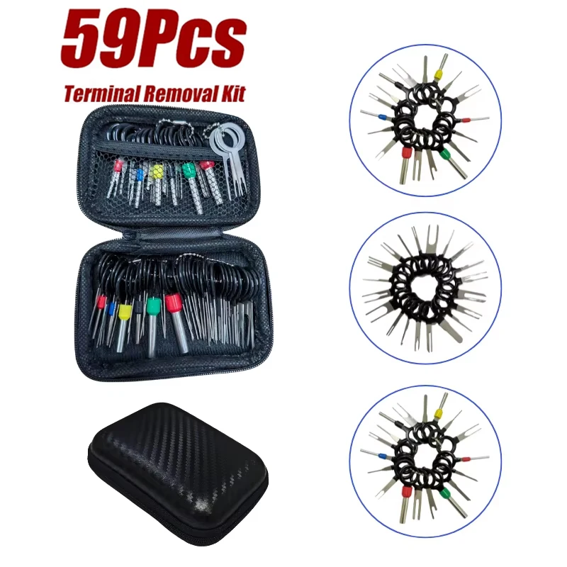 

59pcs Car Terminal Removal Kit Universal Wire Plug Connector Extractor Puller Pin Remover Set Automotive Repairing Tool