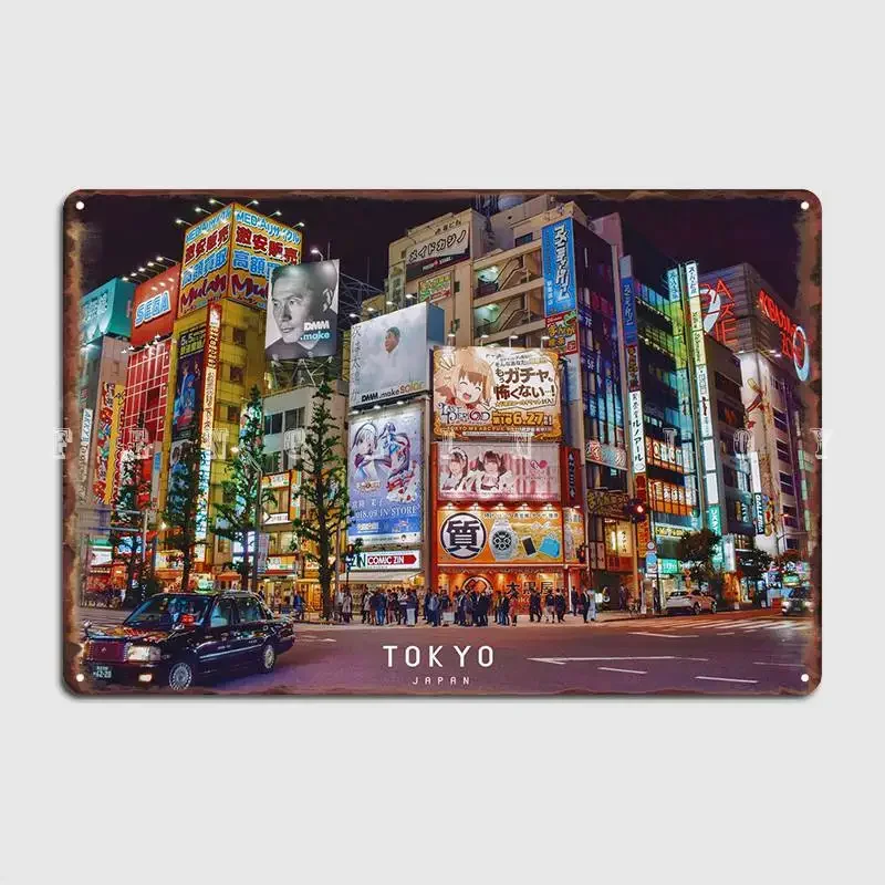 Tokyo Metal Plaque Poster Wall Cave Pub Garage Designing Plaques Tin Sign Poster