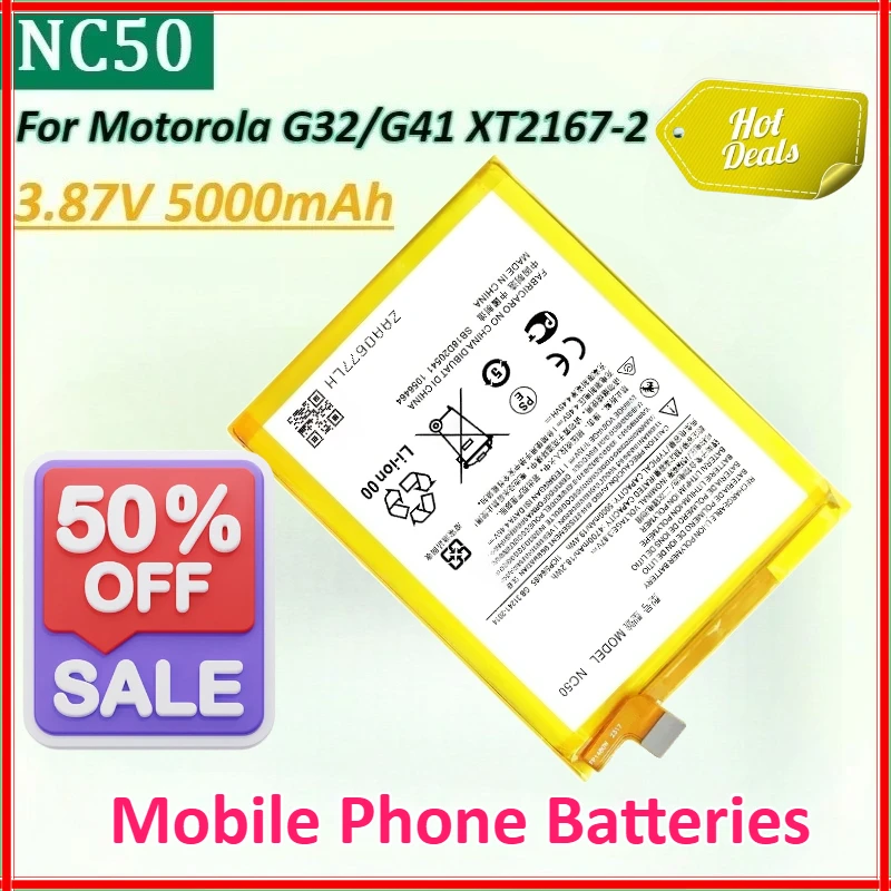 

Mobile Phone Battery NC50 3.87V 5000mAh for Motorola Moto XT2167-2 High-Capacity &G41/G32 Replacement Phone Batteries
