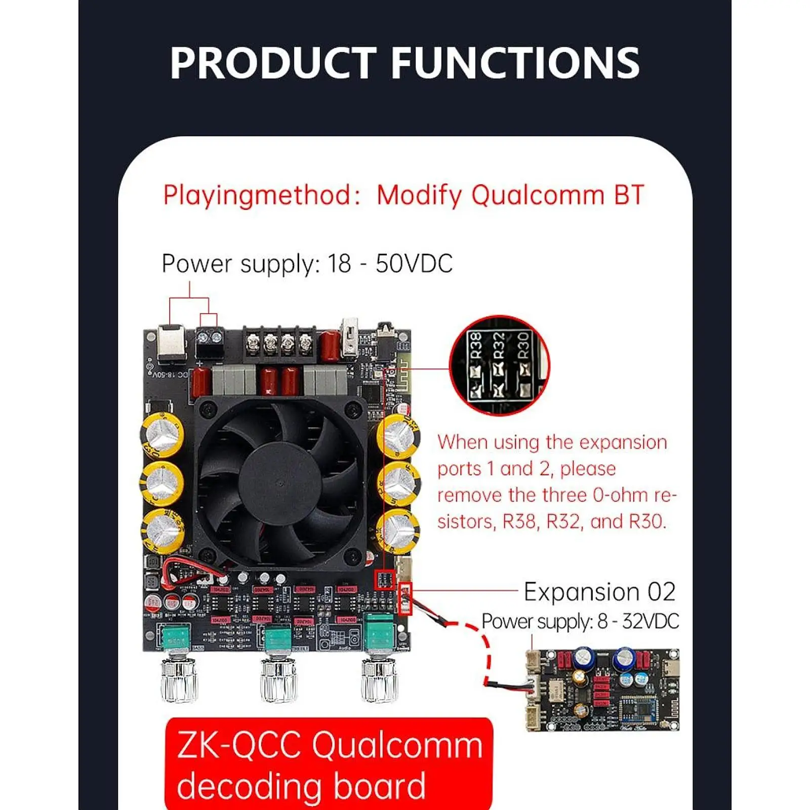 

Digital Amplifier Board 2.0 Compact for Audio Setups Audio Amplifier TPA3255