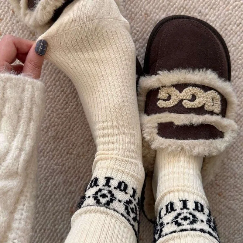 

5 пар женских носков, высококачественные хлопковые носки, оптовый комплект, корейские простые универсальные носки в стиле ретро с островом Фер, кавайные носки средней длины