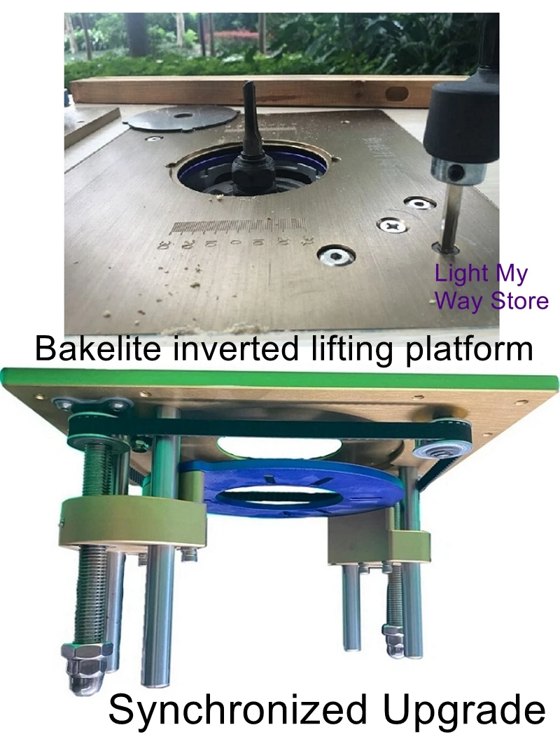 Inverted plate synchronous belt lift table bakelite engraving machine furniture tenoning profiling milling groove woodworking