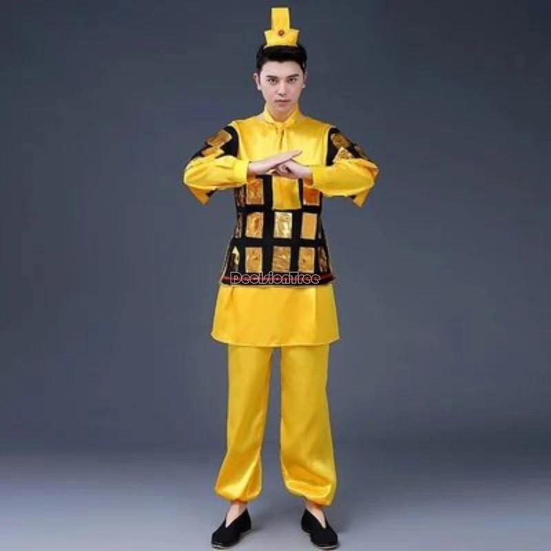 2024 new chinese improved ancient men women soldier costume hanfu ancient long sleeve top long pants performance hanfu set w552