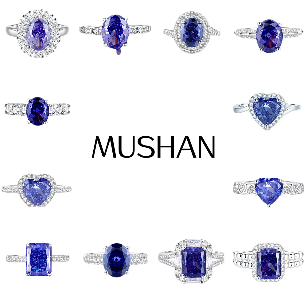 

MuShan Luxury Jewelry 925 Sterling Silver Ring Zircon 7A Triangle Promise for Wife 18K Real Gold Plated Fine Jewelry Rings
