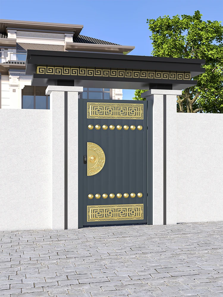 &*Modern Luxury Aluminum Alloy Outdoor Garden Gate Stainless Steel Iron Wrought Villa Courtyard Sliding Gate Courtyard Gate