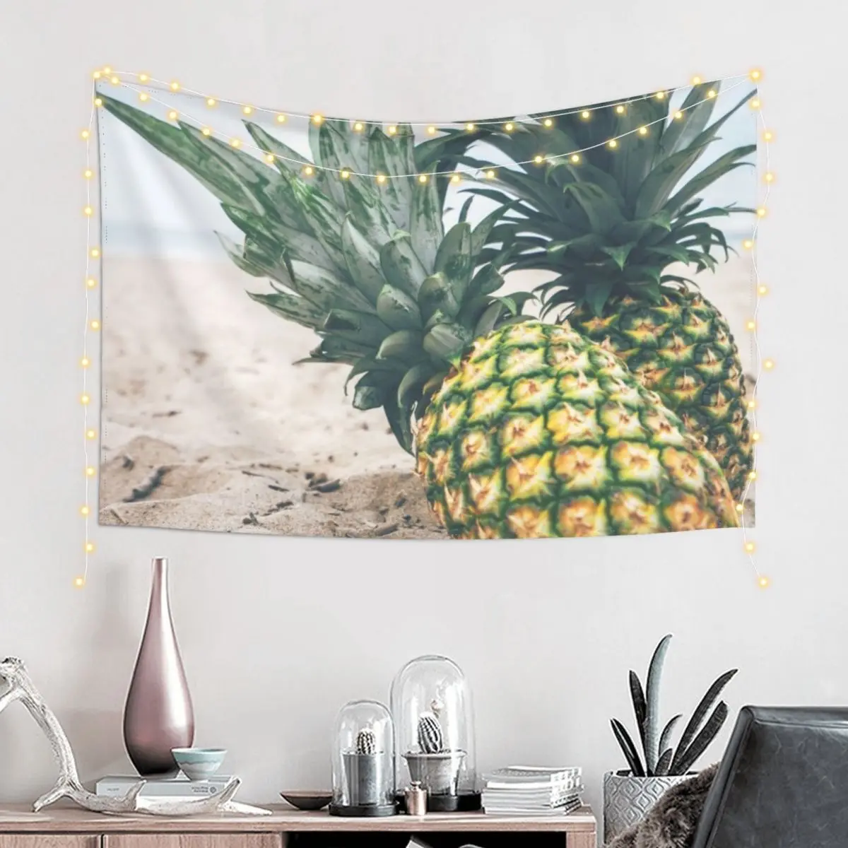 Pineapples on the beach|beach vibes Tapestry Wall Decor Mushroom Tapete For The Wall Tapestry