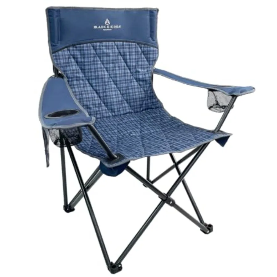 

Sierra Quilted Padded Camping Chair, Oversized Heavy Duty Outdoor Lounge Seat Supports 300 lbs, Portable, Folding with Cup Hold