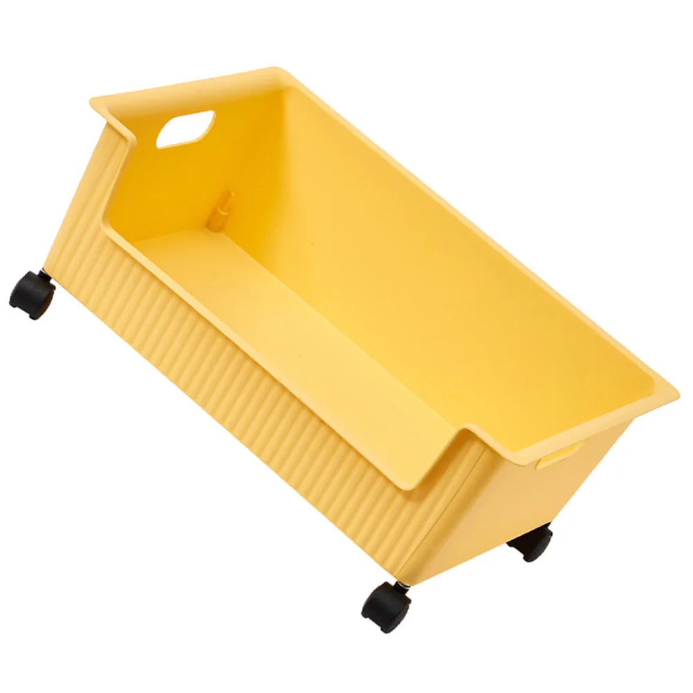 

Book Storage Box with Wheels Plastic Large Capacity Bedroom Organizer Toy Stationery Holder Under Desk Bed
