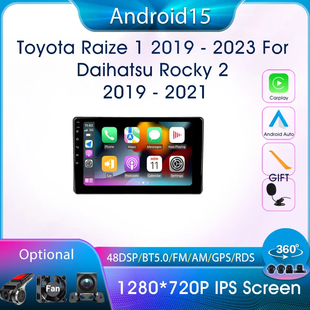 

Android 15 Car Radio For Daihatsu Rocky Toyota Raize 2019-2023 Carplay Auto Car Intelligent Systems GPS Navigation DSP Head Unit