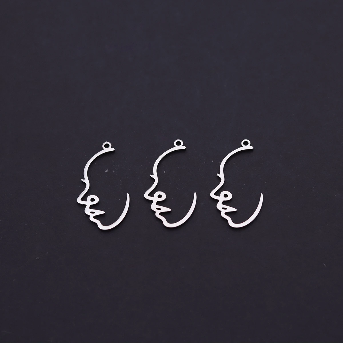 3pcs Line Art Lady Face Charms Stainless Steel Hollow Abstract Human Silhouette Pendant for DIY Jewelry Making Earrings Necklace