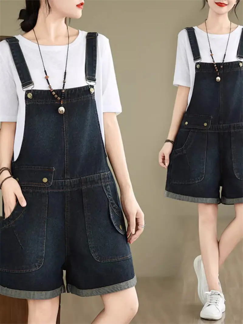 2024 Summer New Art Retro Large Size Loose Denim Shorts Fashion Vintage Wide Leg Pants For Women Jeans K1780
