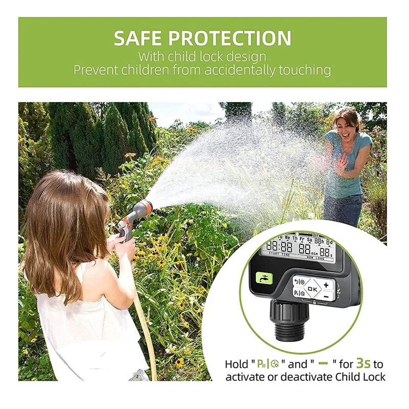 Automatic LCD Display Watering Timer Garden Irrigation Controller With Rain Sensor 6 Separate Water Timer Programs