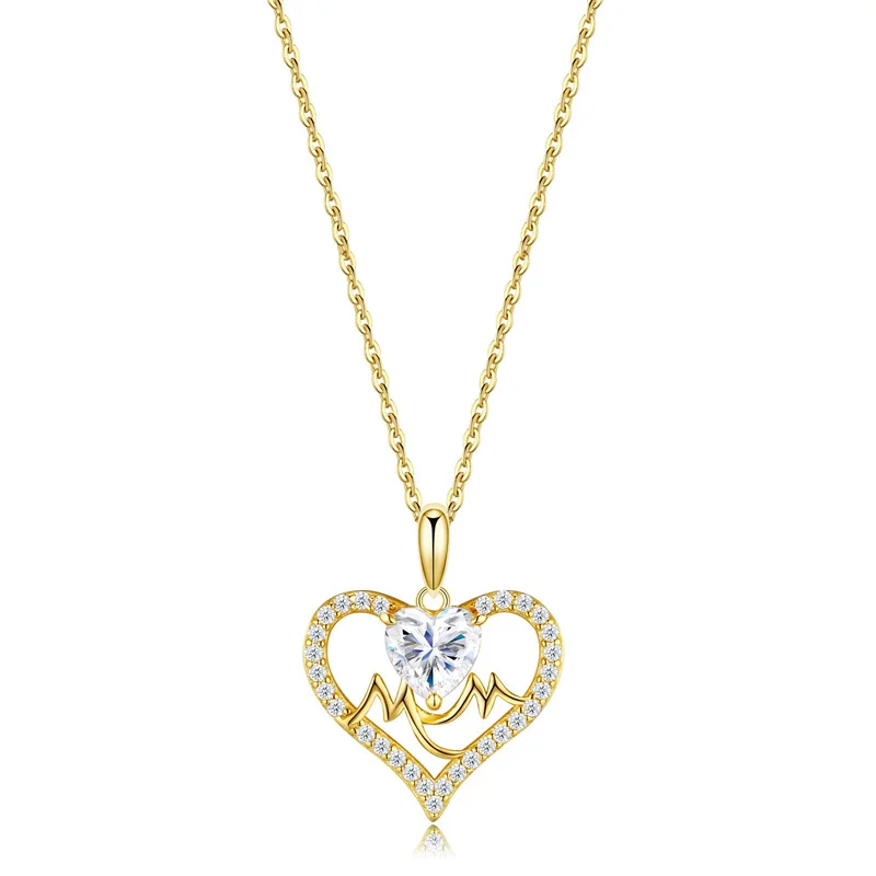 ZFSILVER Fashion Luxury Classic Fine 925 Silver Moissanite Design Heart Necklace For Charm Women Accessories Jewelry Gift P17669