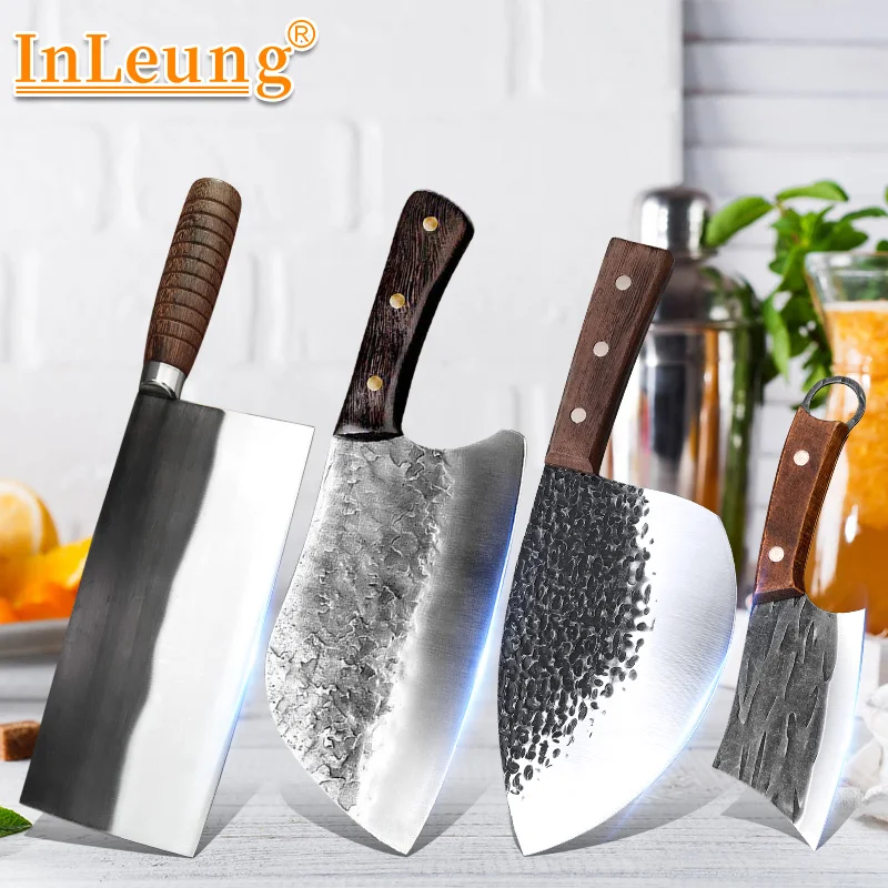 Forged Kitchen Butcher Knife Cleaver Meat Chef Cooking Wooden Handle For Slicing Knife Fish Filleting Knives Cleaver Vegetables