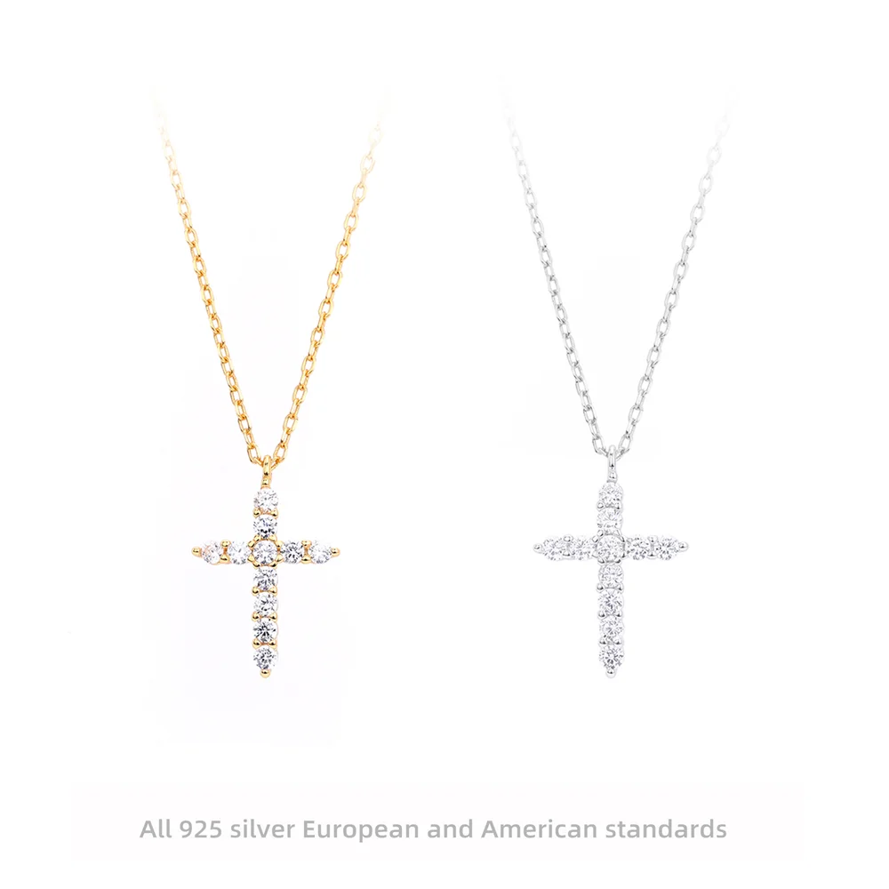 

Европейское ожерелье S925 - крест с бриллиантами и цирконом, модный воротник с подвеской