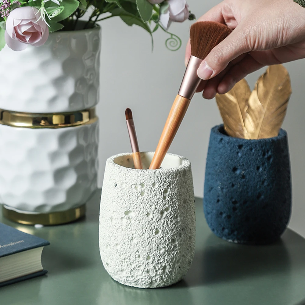 Concrete Pen holder Silicone Mold Lunar surface Design Cement Flowerpot Vase Home decoration Plaster Silicone molds