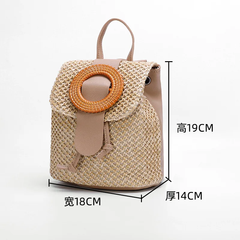 

Summer New Grass Woven Backpack Women's Bag Woven Bag Leisure Vacation Backpack Small Design Tourism Women's Bag