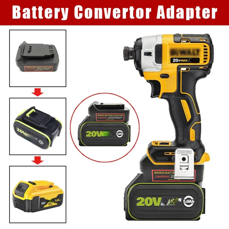 Battery Adapter Compatible For Worx 20v 5Feet Big Feet Converted To Compatible For Dewalt 18V 20V Battery Power Tool Converter