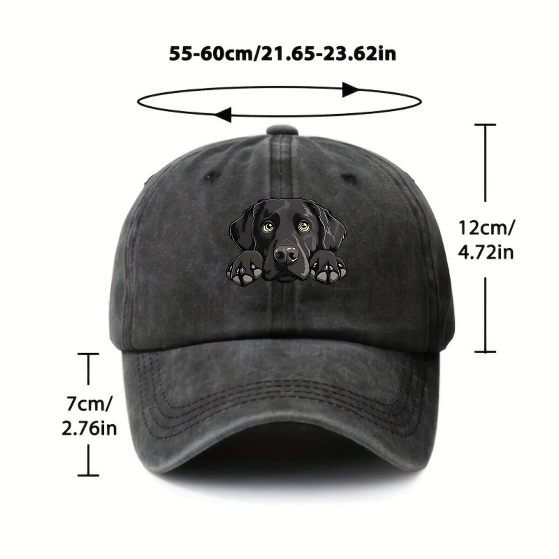 Fun Labrador Dog Print Baseball Cap Unisex Vintage Street Casual Adjustable Outdoor Hat