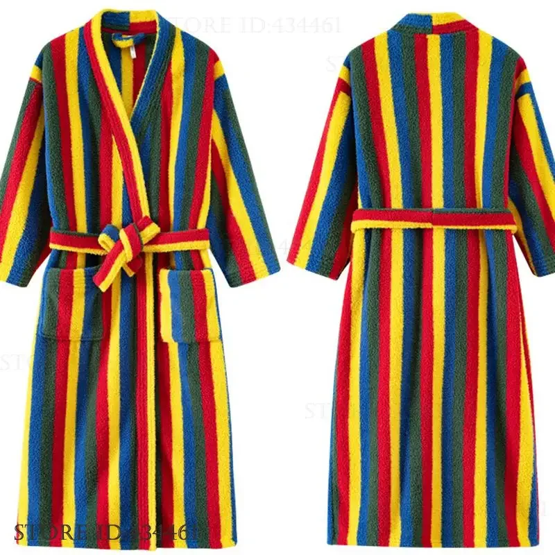 

Warm Coral Fleece Bathrobe Home Dress Thicken Flannel Autumn Winter New Night Wear Women Long Robe Sleepwear Loungewear Negligee