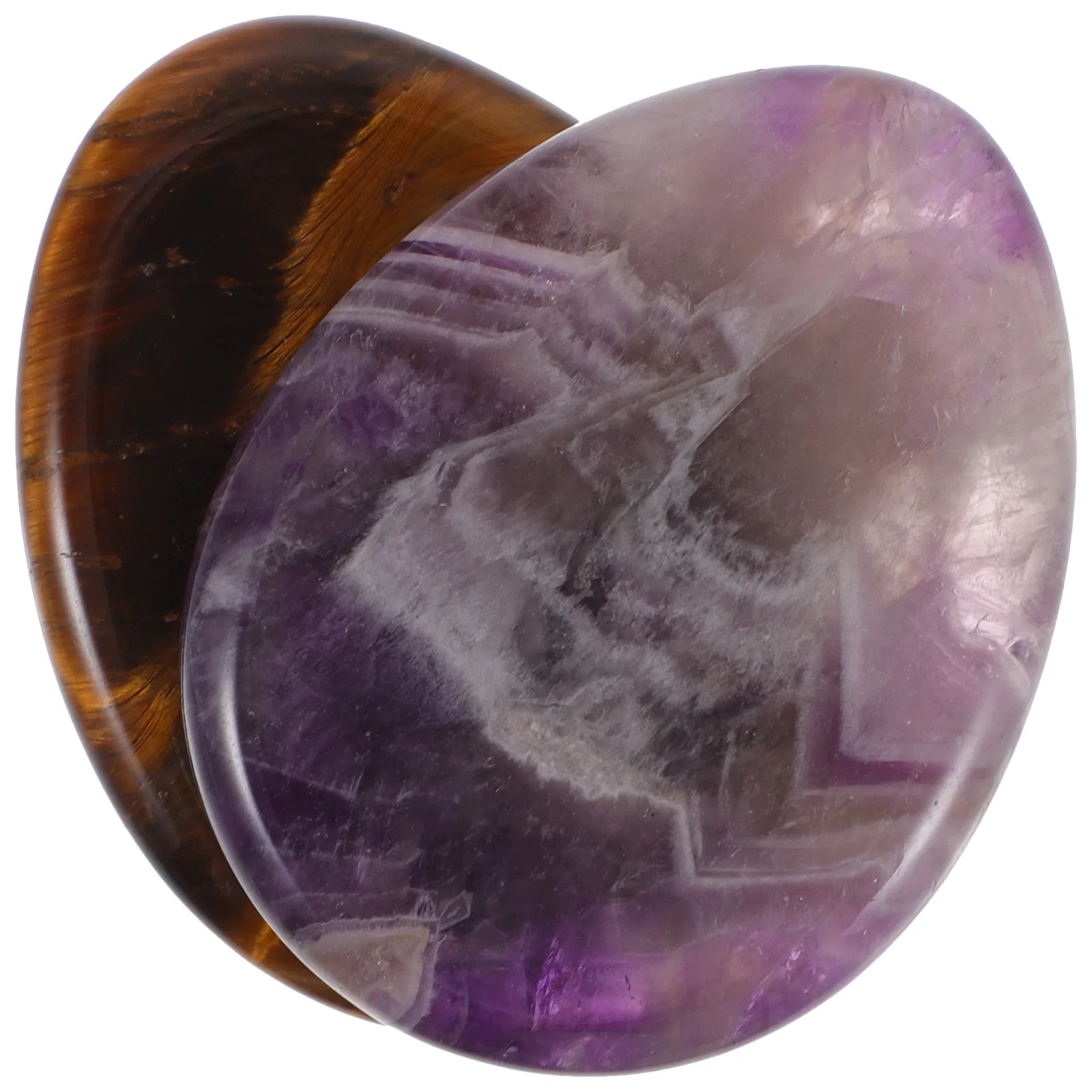 2Pcs Massage Stone Thumb Worry Stone Natural Crystal Stress Relief Anxiety Relaxing Finger Scraping Plate Desktop Decor