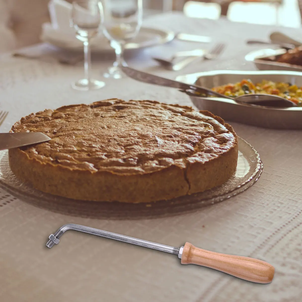 1Pcs Cake Stamp Handle Copper Wood Bend Baking Embossing Iron Stick Suitable for Cakes Cookies Bread Kraft Paper Logo