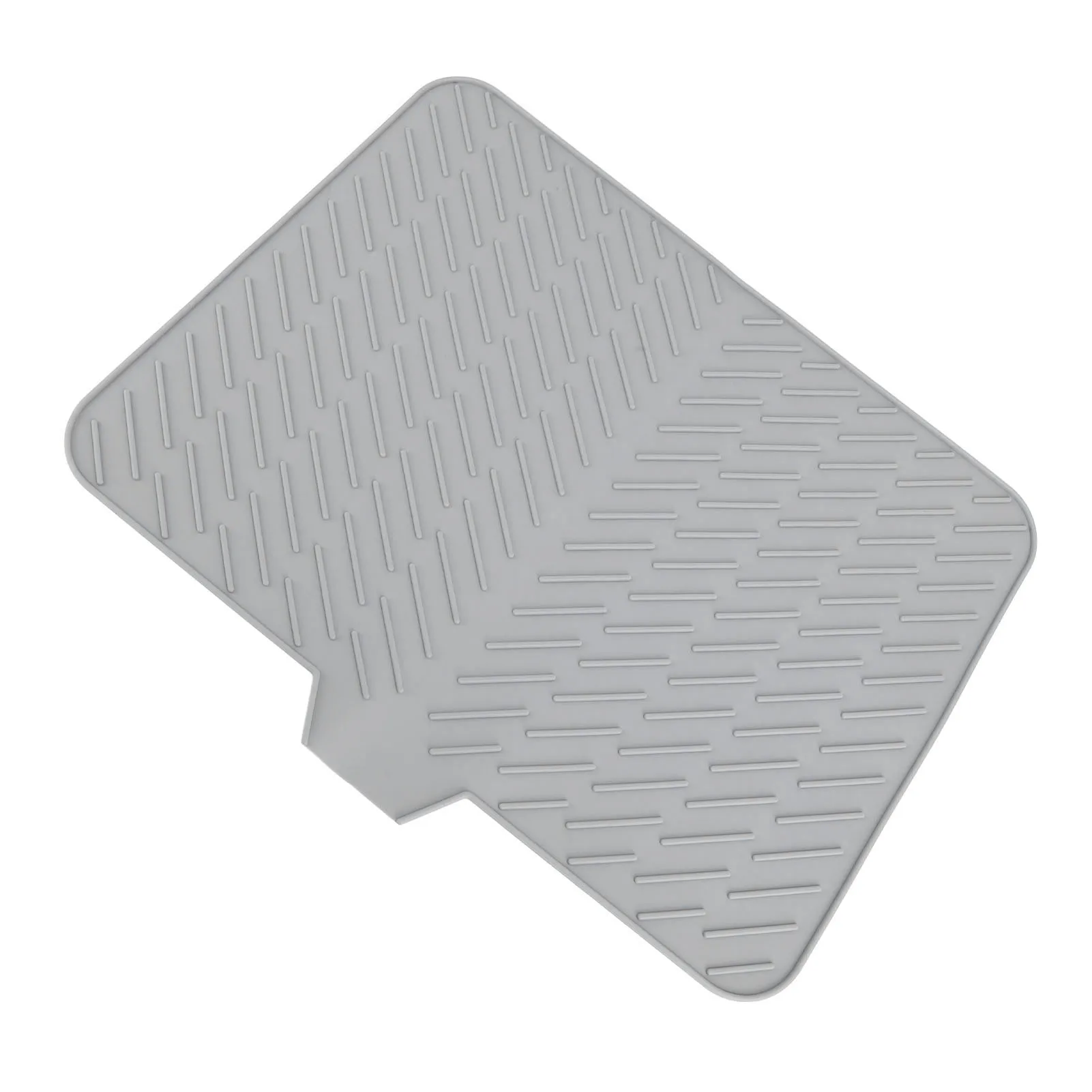Silicone Dish Drying Mat with Built in Drain Lip Prevent Water Build Up Drying Pad Tray for Kitchen Grey Silicone Dish Drain Pad
