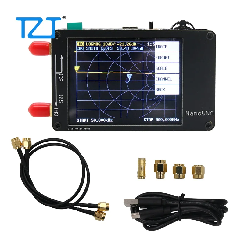 TZT 50KHz-2GHz NanoVNA Vector Network Analyzer for MF HF VHF UHF Antenna 2.8