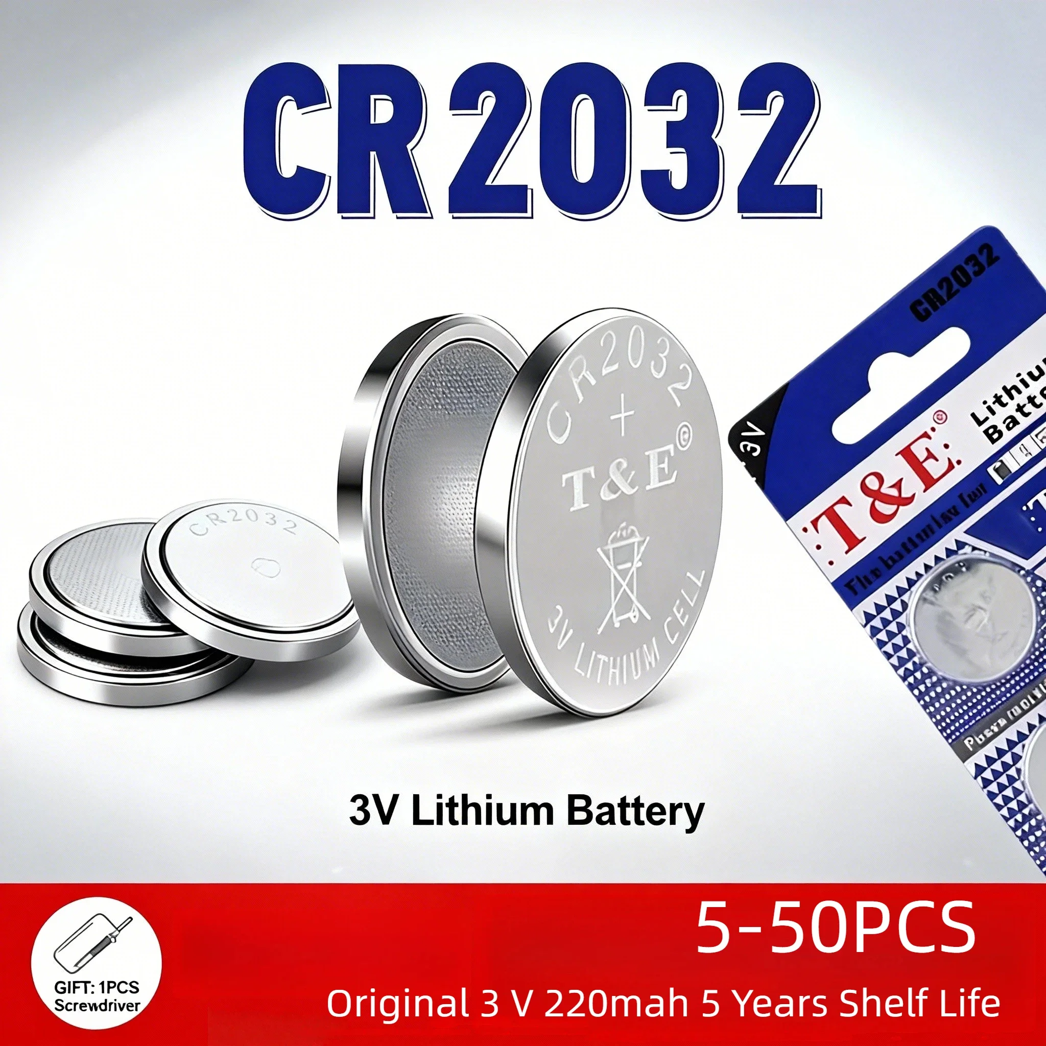 

High-Quality 5-50 PCS CR2032 3V Lithium Button Batteries - DL2032 ECR2032 Cells for Car Key, Watch, Toy, Calculator & Remote