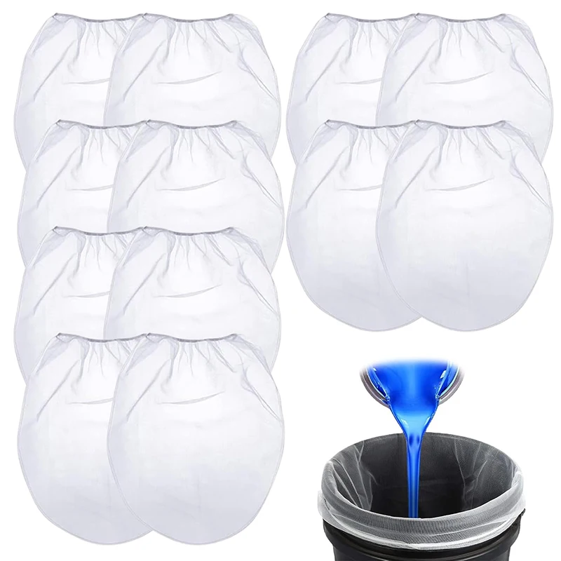 4/12Pcs Paint Strainer for Emulsion 1 Gallon Nylon White Fine Mesh with Elastic Top Opening Sieve Bags for Spraying Ink Buckets