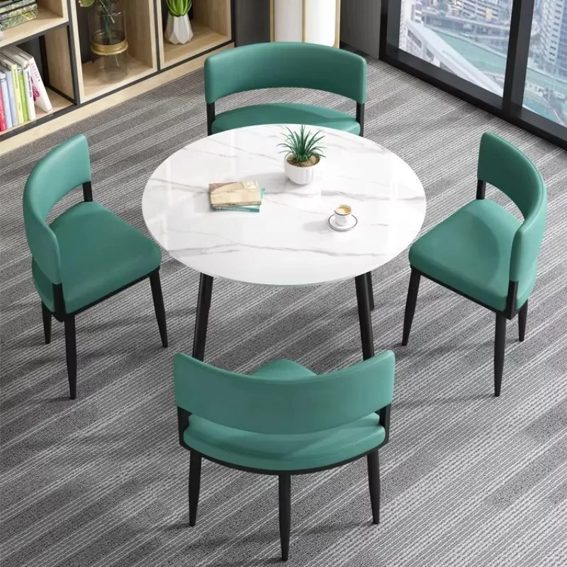 Fashion Iron Table Design Cafe Shop Furniture Restaurant Round Dining Tables and Chair Coffee Shop Table Set 4 Seats Restaurant view 5