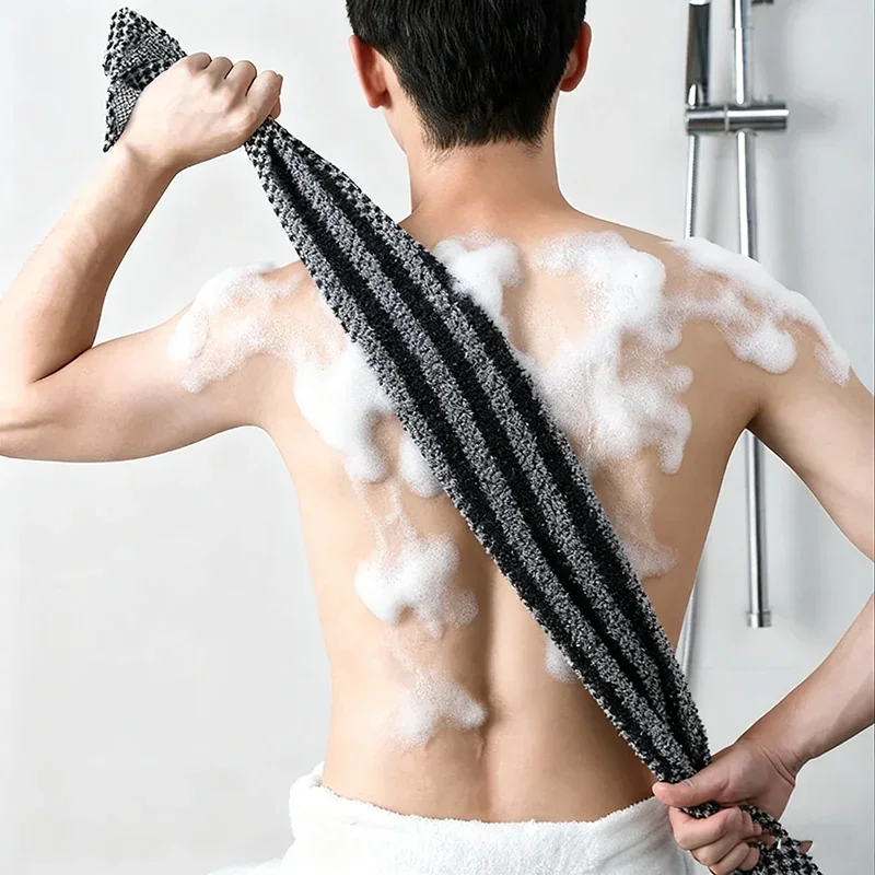 Men's Exfoliating Washcloth Back Scrubber Silver-ion Multi-Function Foam Bath Towel Ultra-Long Shower Towel