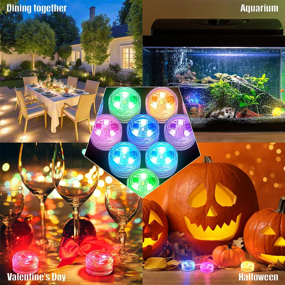 Mini luzes led submersíveis pequenas luzes de chá subaquáticas velas à prova d'água com bateria remota operada para festa em casa casamento